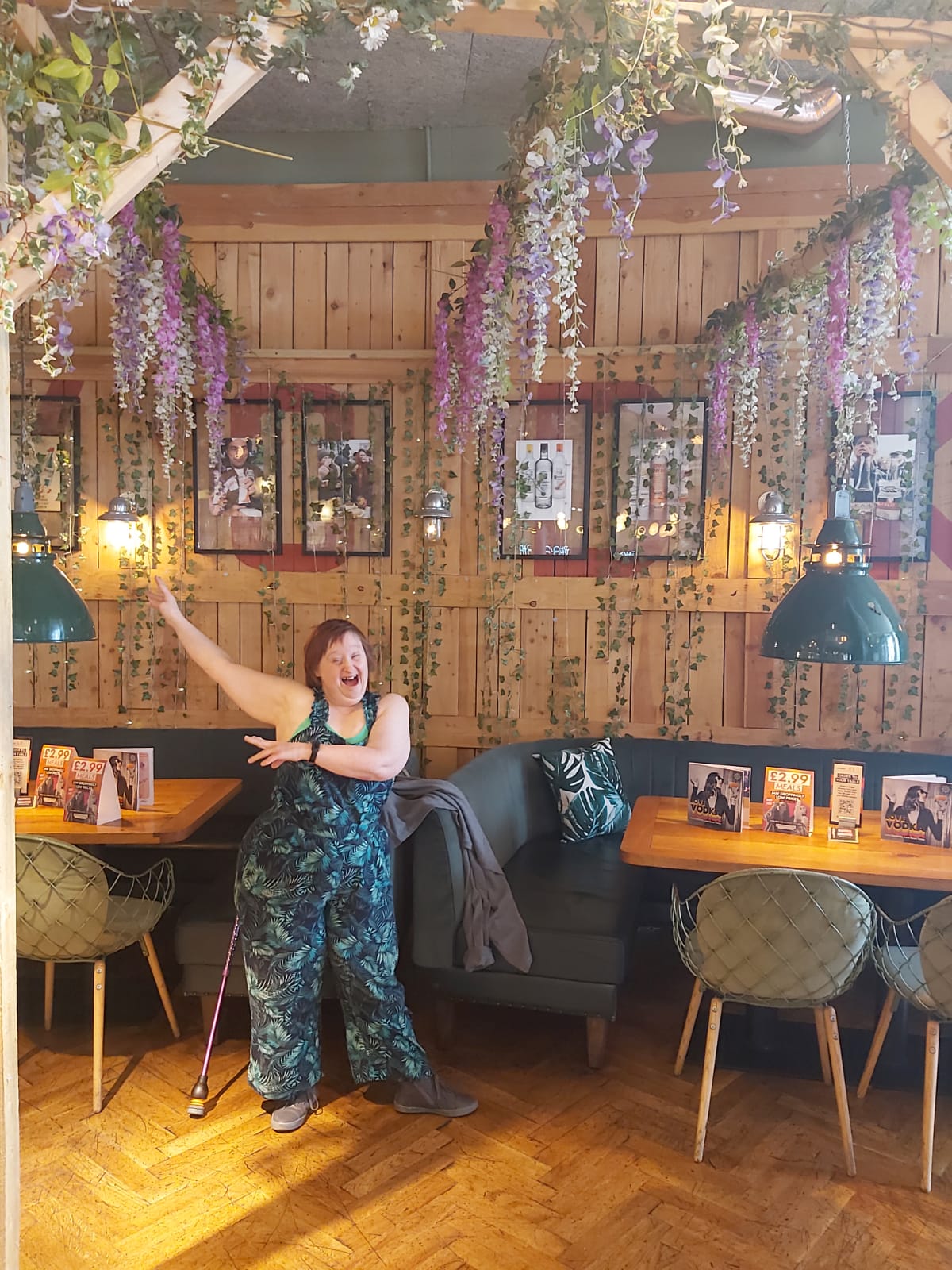 Client dancing and having fun